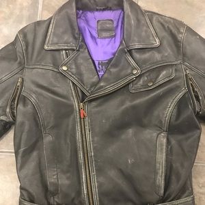 Vintage Heavy Motorcycle Leather Jacket Medium